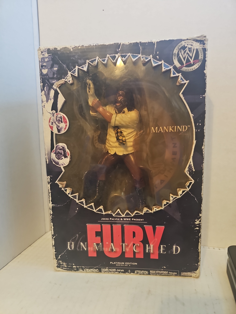 WWE Mankind Collectible Box Art – Black, White, Red Accents